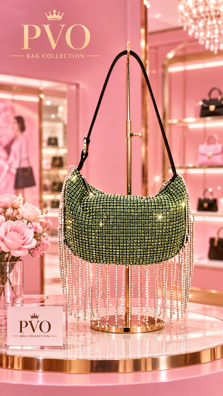Sofia Rhinestone with stone tassel Handbag