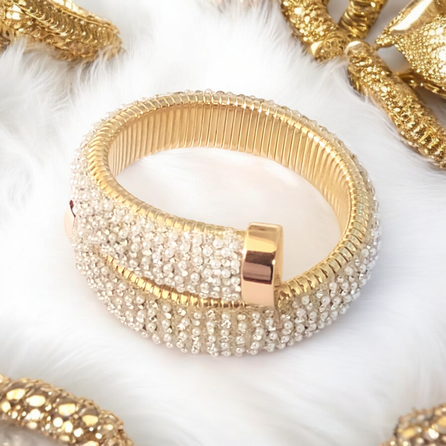 Pearl Studded Chunky Wrap Bangle