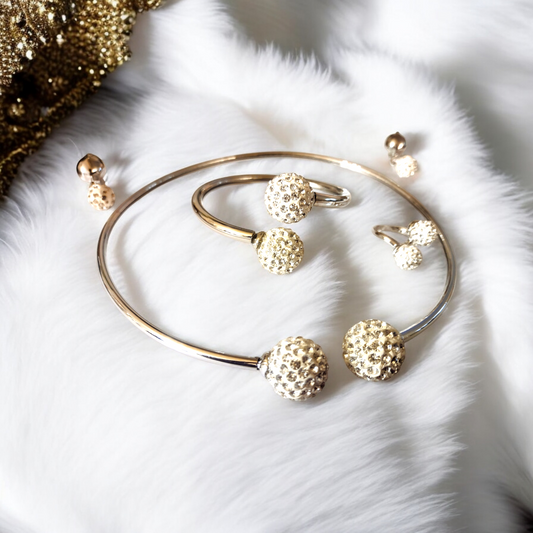 Silver Crystal embellished Balls Jewelry Set