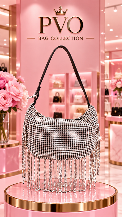 Sofia Rhinestone with stone tassel Handbag