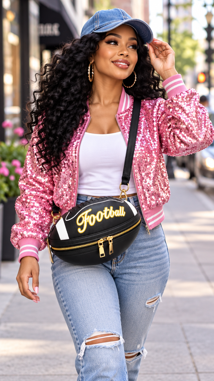 The Felicity Novelty Football Crossbody Bag