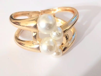 Gold Plated Pearl Statement Bangle