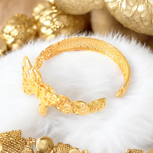 Big Butterfly Gold Dipped Statement openable Bangle