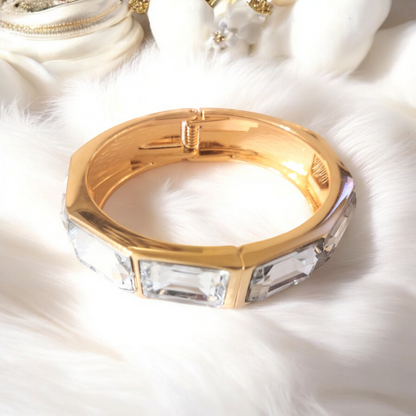 Chunky Crystal Gold plated Statement Bangle