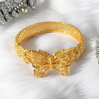 Big Butterfly Gold Dipped Statement openable Bangle