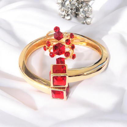 Red Ruby Crystal Bangle +Ring Set